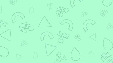 Geometrik şekiller açık yeşil zemin üzerinde ana hatları çizer. Soyut tasarımlar, modern sanat kavramları, arka planlar, duvar kağıtları, posterler ve web grafikleri için ideal.