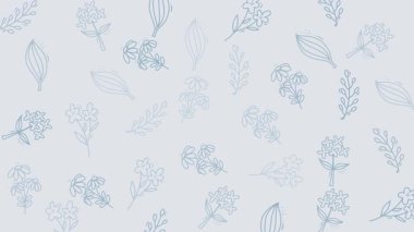 Doğa temalı tasarımlar veya botanik projeler için idealdir, bu açık arkaplan bitkilerin dağınık mavi çizgi çizimlerine sahiptir. Taze ve modern bir estetik için harika..
