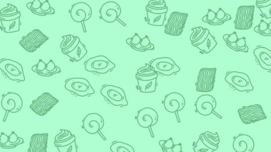 Gıda karalamaları, yemek blogu yazıları, yemek tarifi kartları, çocuk menüleri ve sosyal medya grafikleri için ideal arkaplan. Neşeli, neşeli, lezzetli.