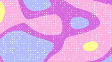 Yumuşak pastel tonlarda mavi, pembe ve mor organik şekillere sahip oyuncu soyut animasyon, modern görsel arka planlar için mükemmel..