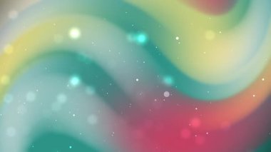 Renkli deniz mavisi ve kırmızı dalgalı animasyon. Parlayan parçacıklar ve yumuşak bir parıltı. Canlı soyut hareket arka planı festival tanıtımları, markalaşma videoları ve dinamik sunumlar için idealdir..