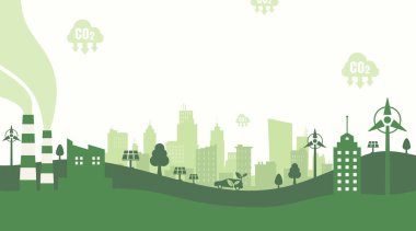 Green eco city environment and ecology sustainable development concept vector illustration