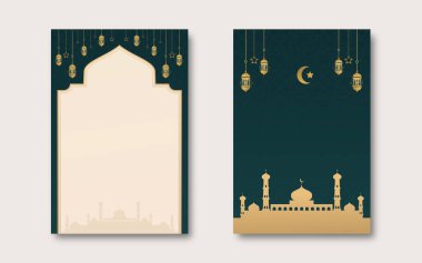 İslami tasarım tebrik kartı Ramazan Kareem posta, poster ve afiş için dikey şablon. İslam Ramazan temalı vektör çizimleri
