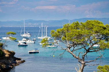Fransa Porquerolles kıyısında Panoraması