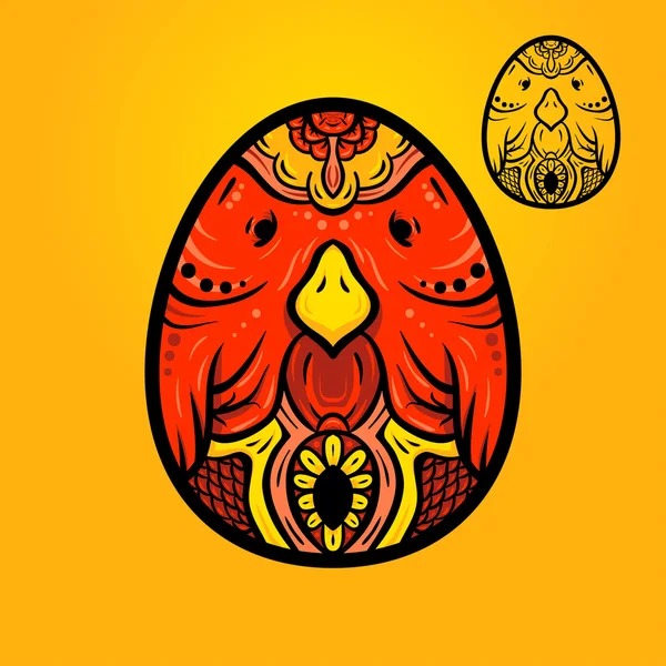 Easter ethnic egg bird — Stock Vector