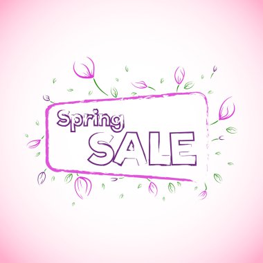 Bahar satışı büyük başlığı. Metin çiçeklerle.