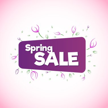 Bahar satışı büyük başlığı. Metin çiçeklerle.