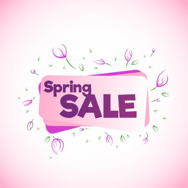 Bahar satışı büyük başlığı. Metin çiçeklerle.