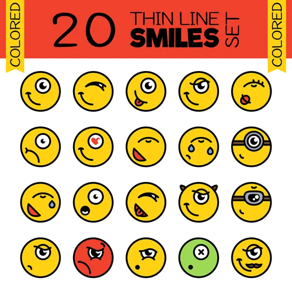20 neşeli gülümsüyor. Kavramsal gülümser bir dizi.