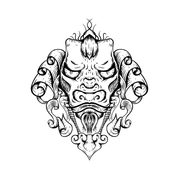 드래곤 문신 티셔츠 디자인입니다. 아시아 호랑이의 머리. — 스톡 벡터