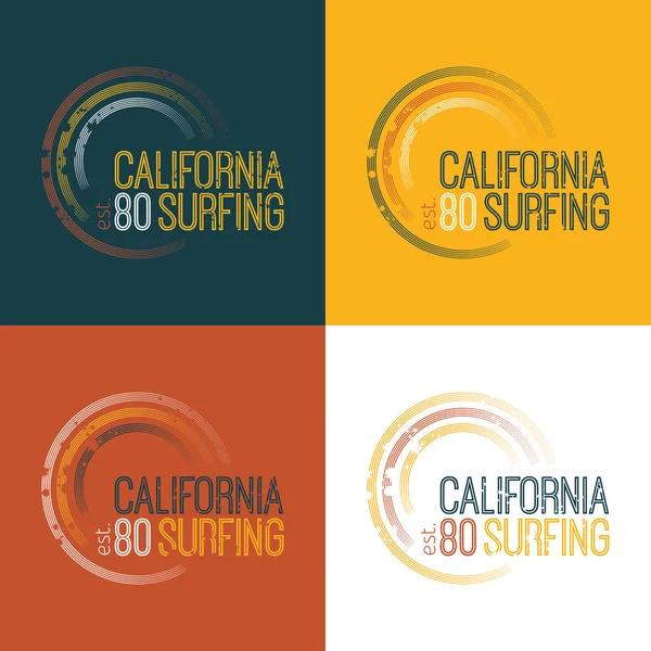 Vector illustration on the theme of surfing in California. — Stock Vector