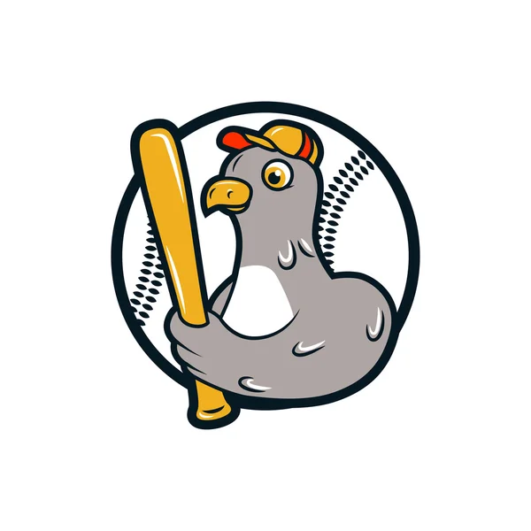 野球のロゴ。鳩バット、野球選手 ストックイラスト