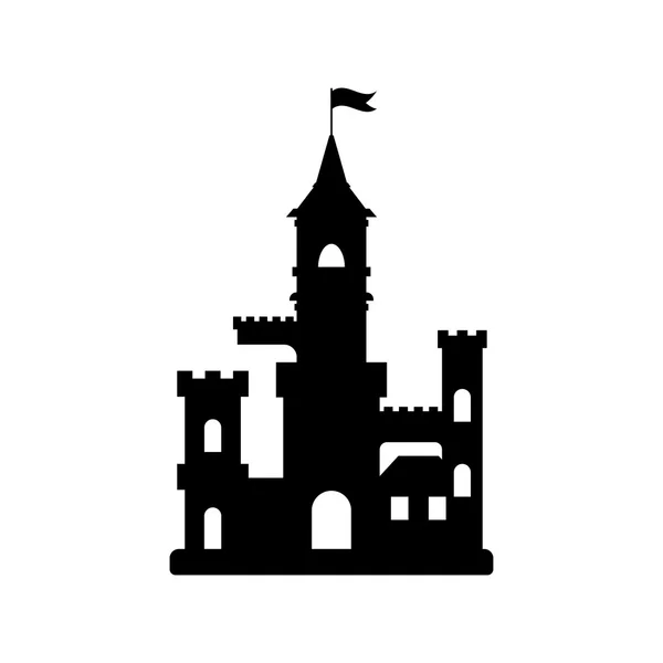 フラットの城アイコン、抽象的な中世子供城シルエット ストックベクター