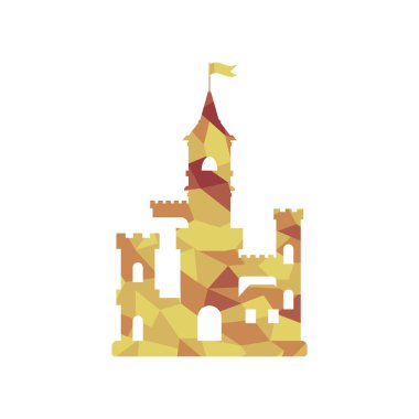 düz kale simgesi, soyut Ortaçağ Kalesi siluet çocuklar.