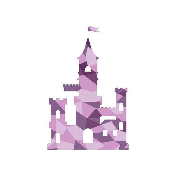 düz kale simgesi, soyut Ortaçağ Kalesi siluet çocuklar.