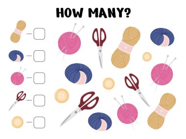 Sewing-Themed Counting Worksheet for Kids