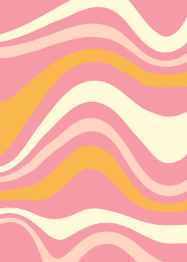 Pink and Yellow Wavy Lines Background . Retro Abstract Pattern.