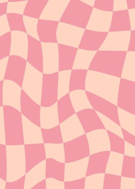 Pink Wavy Grid Background.  Retro Geometric Line Pattern.