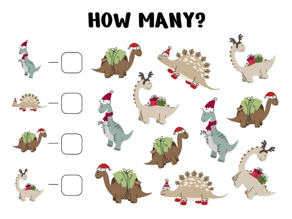 Çocuklar için Noel Dinazorları Sayma Çalışma Sayımı