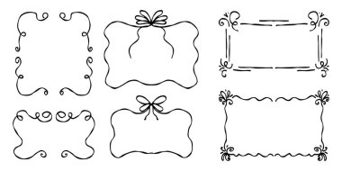 Girdap ve Fiyonklarla El Çizimi Dekoratif Kenarlıklar