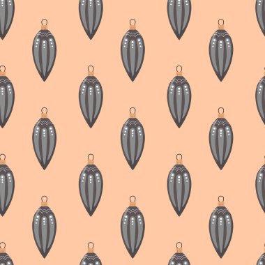 Gray Vintage Christmas Ornaments Seamless Pattern