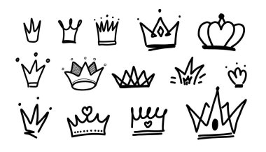 Elle çizilmiş Taç Karalamaları Beyaz Üzerine Siyah Çizilmiş