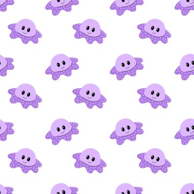 Beyaz Arkaplanda Kusursuz Şirin Denizanası Şablonu