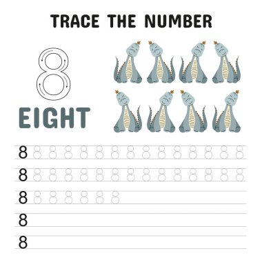 Dinozorlarla 8 numaralı çalışma kağıdını takip et