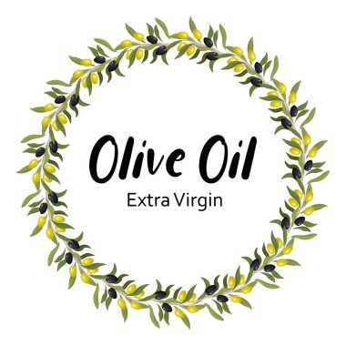 Zeytin Yağı Etiketi ve Zeytin dalı Çelengi