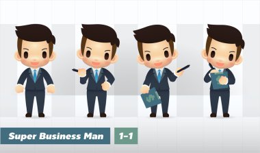 Set of American-European Businessman Activity, Cute and simple cartoon style clipart