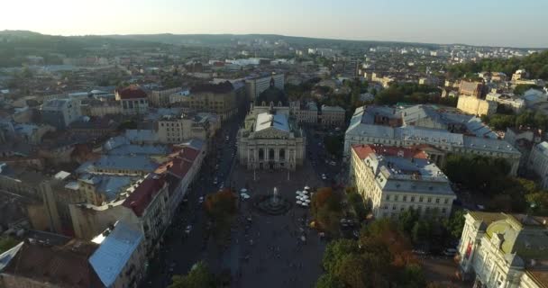 Воздушный Старый Город Львов, Украина — стоковое видео
