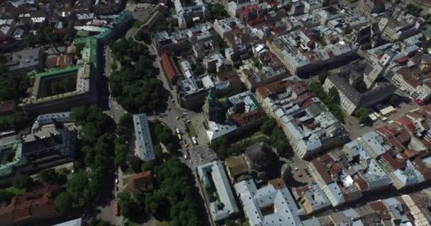 Lviv Ucrania Cityhall Vista aérea — Vídeo de stock