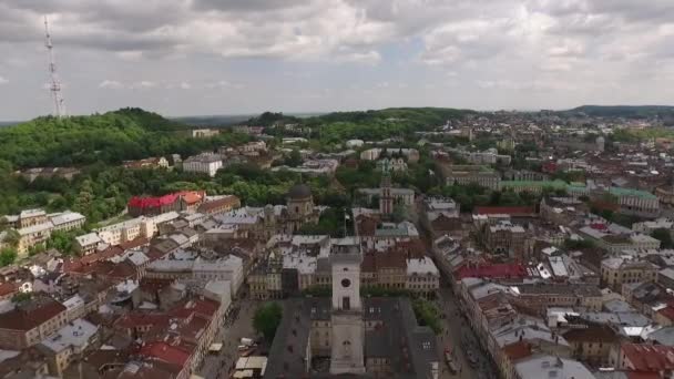 Lviv Ukaraine havadan görünümü — Stok video