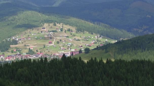 Aerial View Flight over the Mountains. Ukraine. Bukovel. Flying over the Sky. 4K resolution — Stock Video