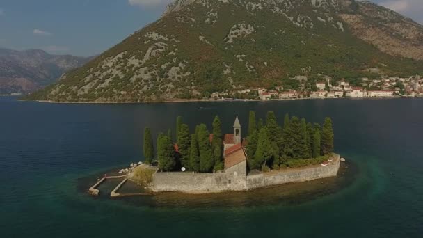 Aerial view Regatta of Sailing boats in the Boka bay, Montenegro, Adriatic, Mediterranean in 4k uhd — Stock Video