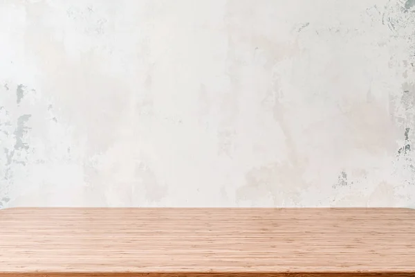 Boş ahşap masa grunge çimento veya beton duvar dokusu arka planı