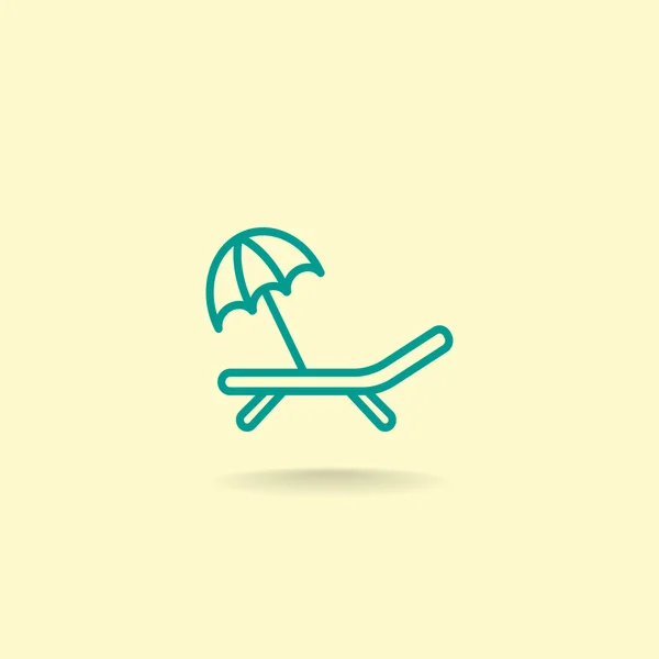 Tumbona con paraguas icono de la playa — Vector de stock