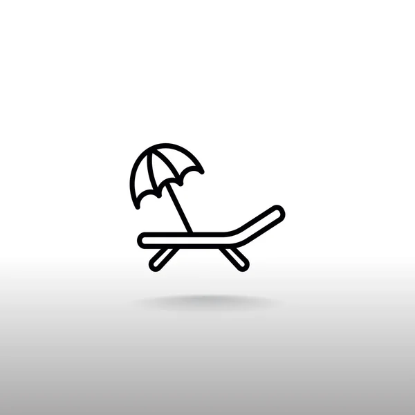 Cadeira de praia com ícone guarda-chuva de praia — Vetor de Stock