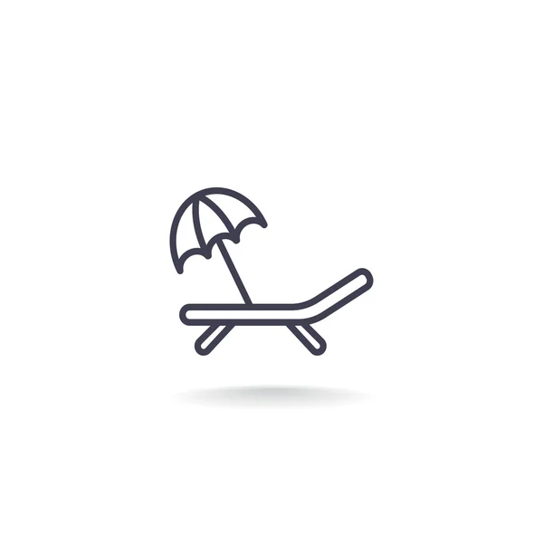 Chaise longue avec icône de parasol — Image vectorielle