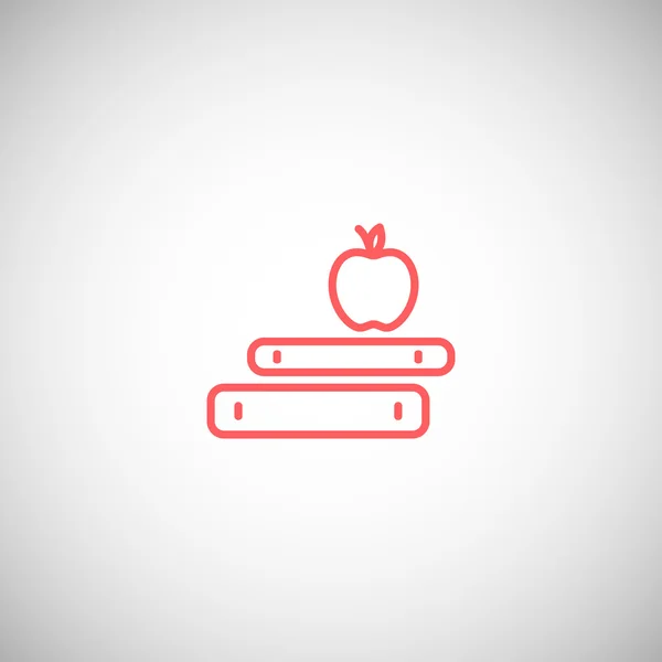 Libros e icono de manzana — Vector de stock