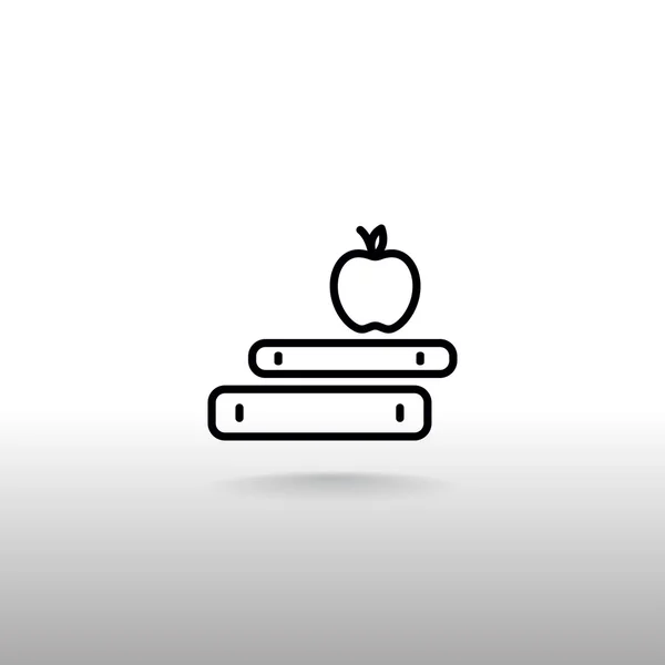 Livres et icône pomme — Image vectorielle