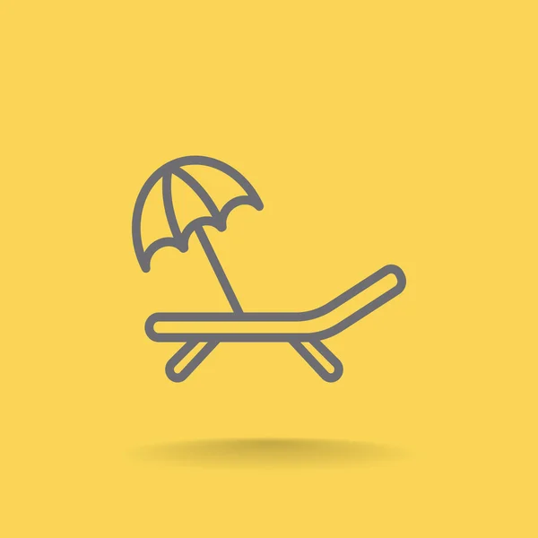 Tumbona con icono de paraguas — Vector de stock