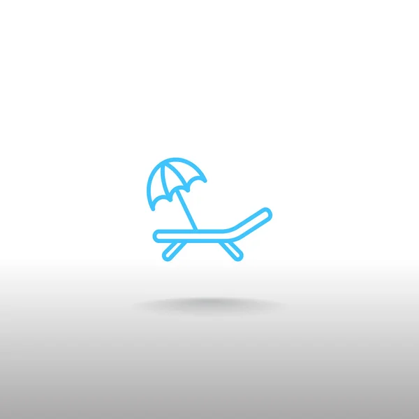 Chaise longue avec icône de parapluie — Image vectorielle