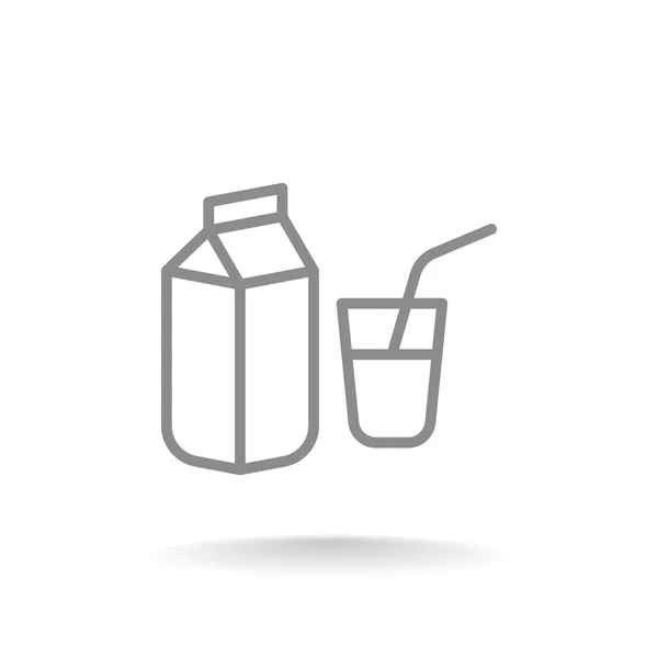 Het pictogram pack en glas melk — Stockvector