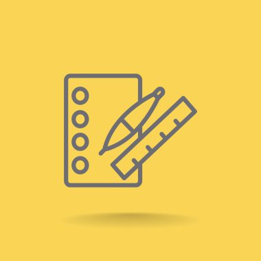 defter ile kalemi ve cetvel simgesi