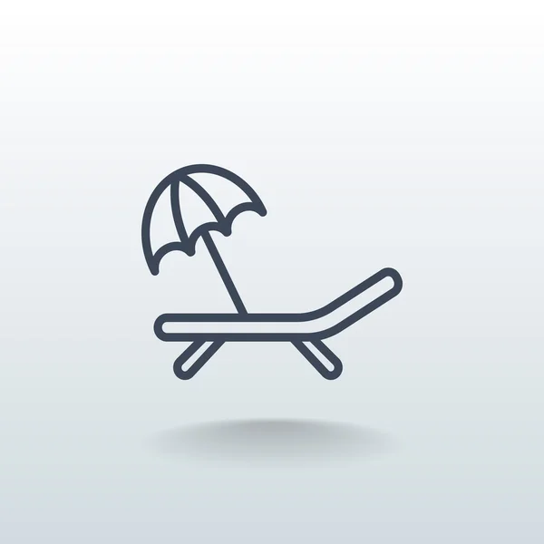 Chaise longue avec icône de parapluie — Image vectorielle