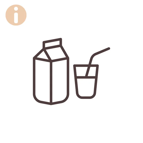 Het pictogram pack en glas melk — Stockvector