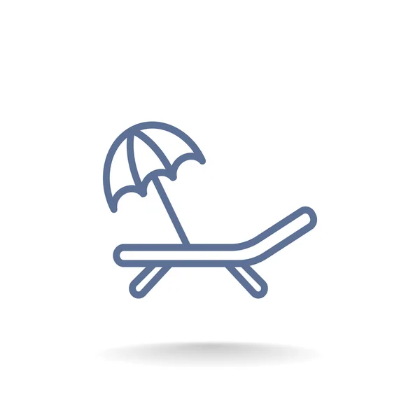 Chaise longue avec icône de parapluie — Image vectorielle