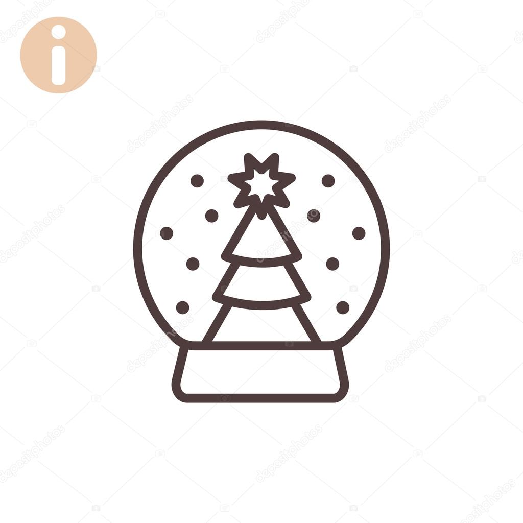 Christmas tree in snow globe icon