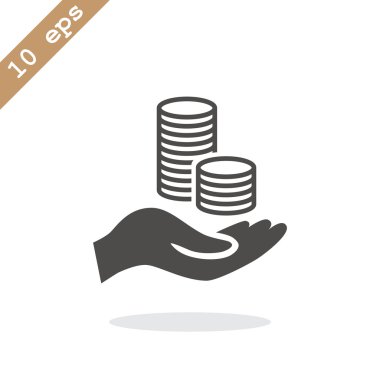 elinde, web simgesi paralar.